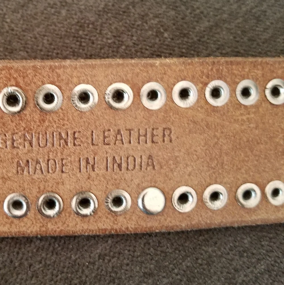 Guess Genuine Leather Gold & Silver Metallic Studded belt with Silver Buckle NEW